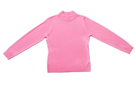 Pink woman knitted blouse on white isolatedの写真素材