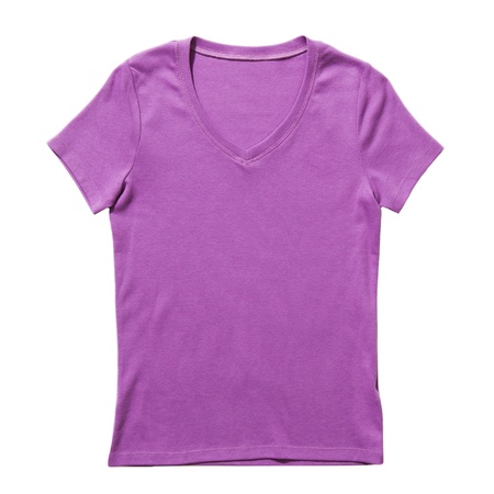 Lilac t-shirt isolated on whiteの写真素材