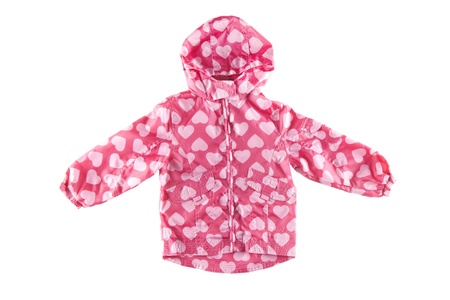 Pink jacket with hood isolated on whiteの写真素材
