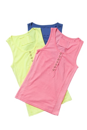 Three t-shirts isolated on whiteの写真素材