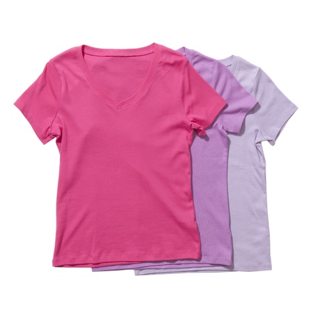 Three t-shirts isolated on whiteの写真素材