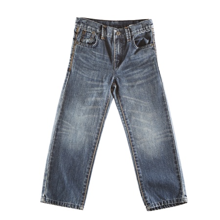 Blue jeans isolated on whiteの写真素材