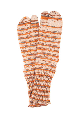 Multicolor wool socks isolated on whiteの写真素材