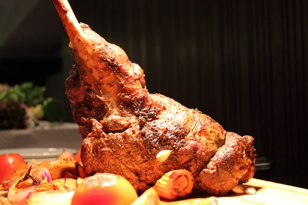  A Roast lamb leg on board carveの写真素材
