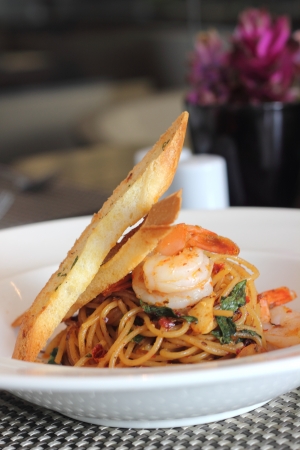 A Spaghetti with Shrimp in Spicy Sauceの写真素材