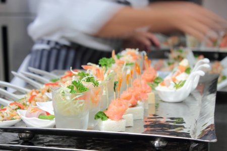 chef array working of snack food for service