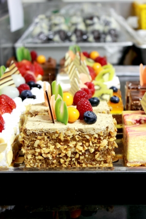 Different types of cakes decorated beautifully put togetheの写真素材