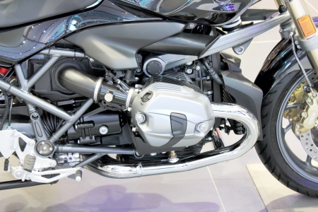 The Detail of a chrome motorcycle engine