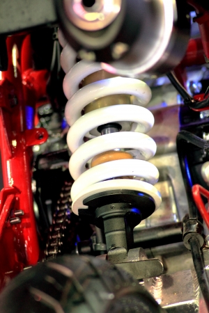 Shock absorber of a sports motorcycleの写真素材