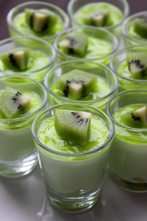 A Fresh dessert  lemon mousse and kiwiの写真素材