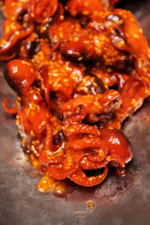 A Traditional japanese  small octupus in sauceの写真素材