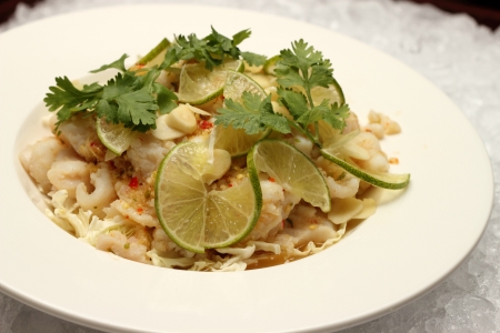 A Fresh steam fish with seafood sauce