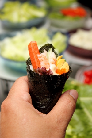The japanese food, california rollの写真素材