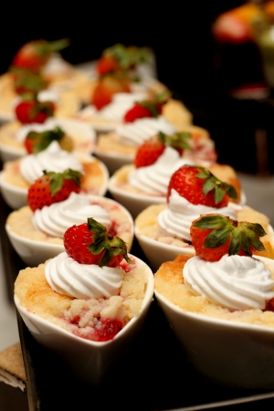 Freshly baked sour cherry pie filled with strawberryの写真素材