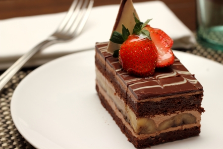 Close up banana chocolate cakeの写真素材