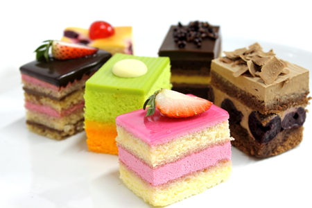 Mini cake delicious and beautiful on plateの写真素材