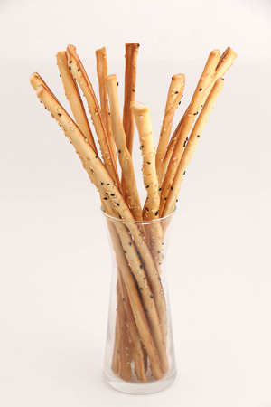 Bread stick in glass ready to serve.
