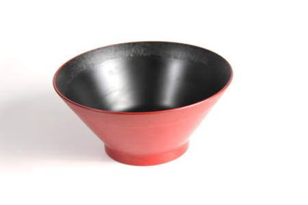 Red salad bowl isolated on white background.の写真素材