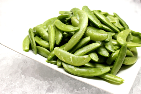 French green bean string on white background.の写真素材