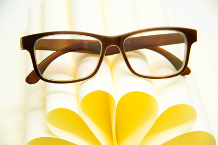 Closeup of business objects  papers   of  glassesの写真素材