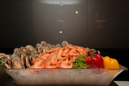 A Seafood on ice at the fish market.の写真素材