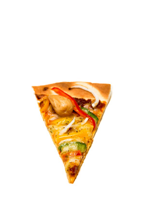 Pizza with pepperoni and sausage on an isolated white background.の写真素材