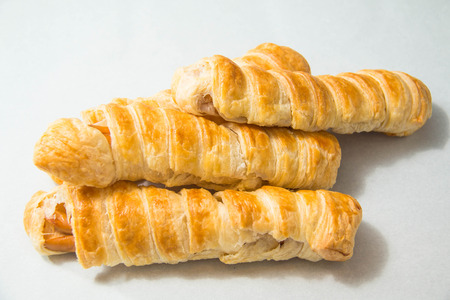 A puff pastry isolated on white background.の写真素材