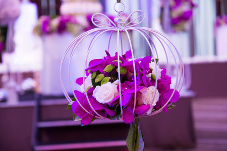 setting Flower bouquet  in event wedding party.の写真素材
