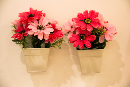 colorful  plant Flowers fake in city background.の写真素材