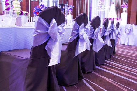 setup decoration of wedding banquet hall interior.の写真素材