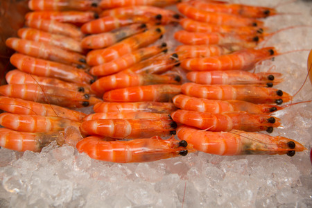 Boiled shrimp on ice for a party