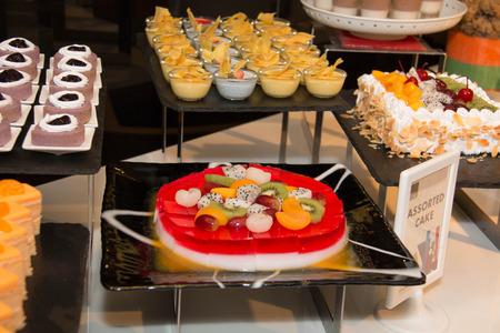 pastry Dessert corner at a buffet restaurantの写真素材