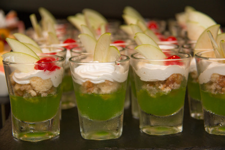 A delicious Mini  in glass dessert stationの写真素材