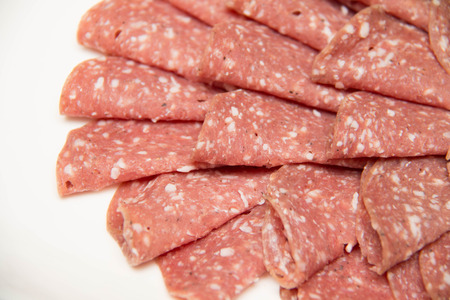 A salami Meat coldcut texture closeup background