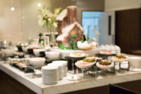 blur buffet salad in a hotel dining の写真素材