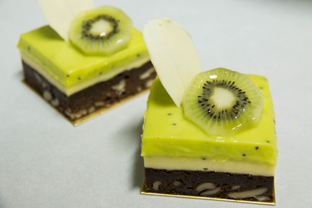 A Small Kiwi brownie Cake and cheeseの写真素材