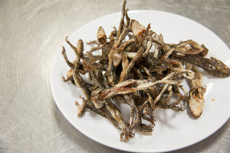 Stir-fried frogs for sale at an Asian market