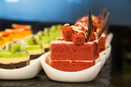 A Close up of Tasty Miniature Decorative Dessertsの写真素材