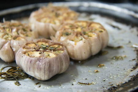 A delicious garlic grilled food for backgroundの写真素材