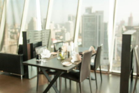 table and chair interior restaurant  blur backgroundの写真素材