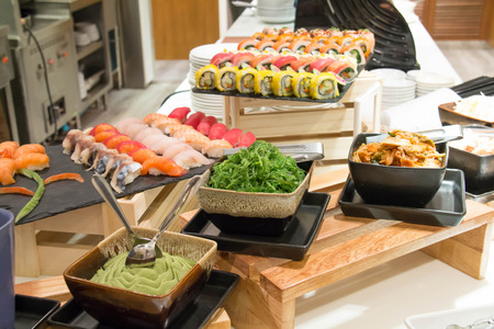 A delicious Traditional Japanese food sushi rolls