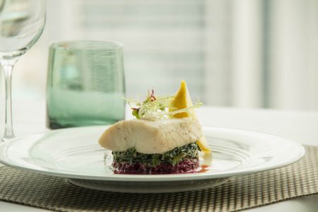 A steack fish ,Fillet of snow fish with vegetable