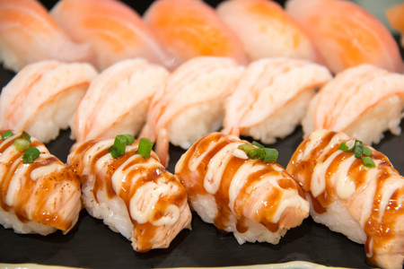 Sushi served on plate Japanese foodi setの写真素材