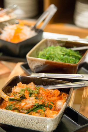 served on plate Japanese food set restaurantの写真素材
