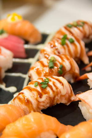 Sushi served on plate Japanese food setの写真素材