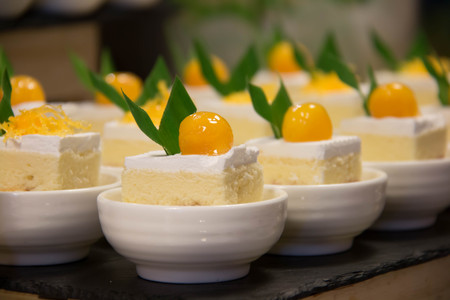 Mini cakes with in a white small cupの写真素材