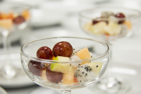 Mixed Fruit salad in glass blow, sweet ,desertの写真素材