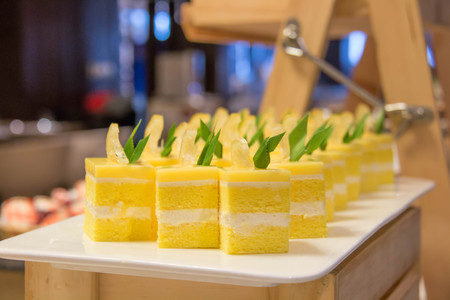 Mini Lemon cake on a white plate.の写真素材