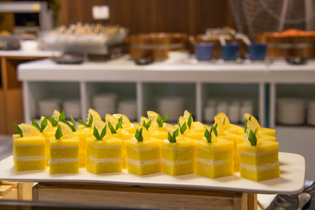 Mini Lemon cake on a white plate.の写真素材