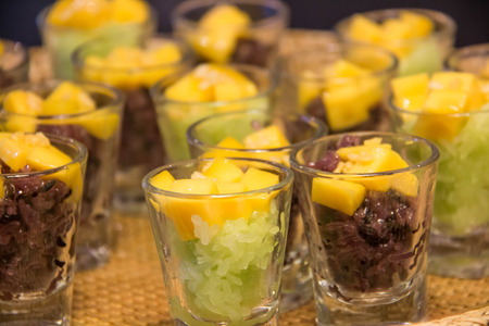 A  mango and sticky rice with coconut milk.の写真素材